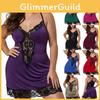Luxurious Floral Lace Deep V-neck Babydoll Nightwear Set For Women