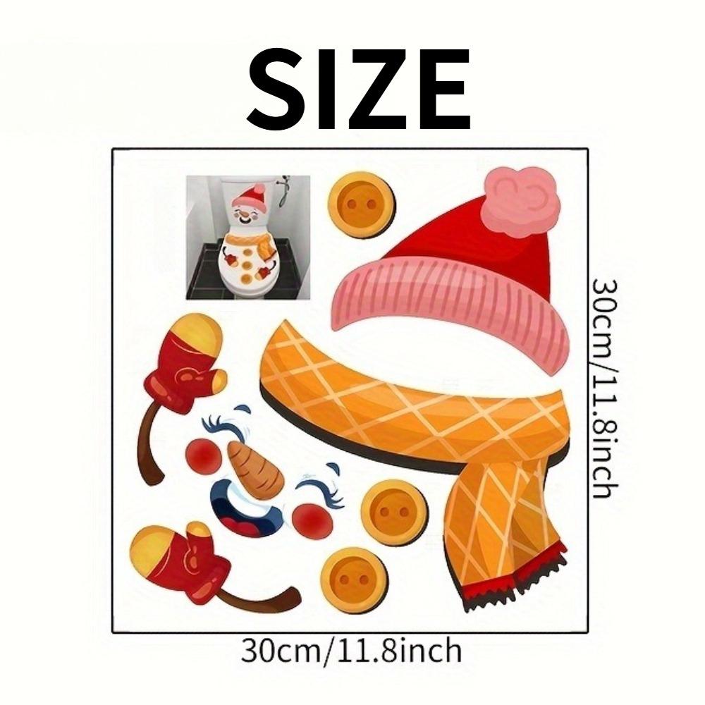 

1pc Festive Cartoon Snowman Toilet Lid Stickers Waterproof for Bathroom Decoration Window Glass Door Wall Universal Vinyl Decals (as the picture,30x30CM)