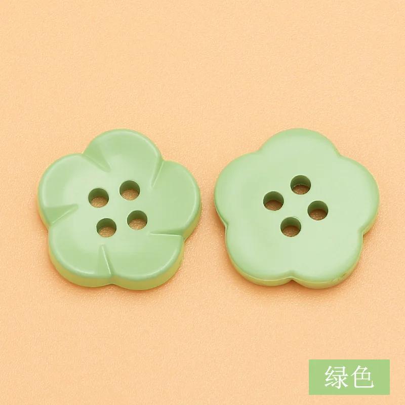 

10pcs Resin Flower Buttons 18mm Color Clothing DIY Decorative Button Sweater Four Eye Hand Sewn Button For Apparel Sewing 10pcs зелений