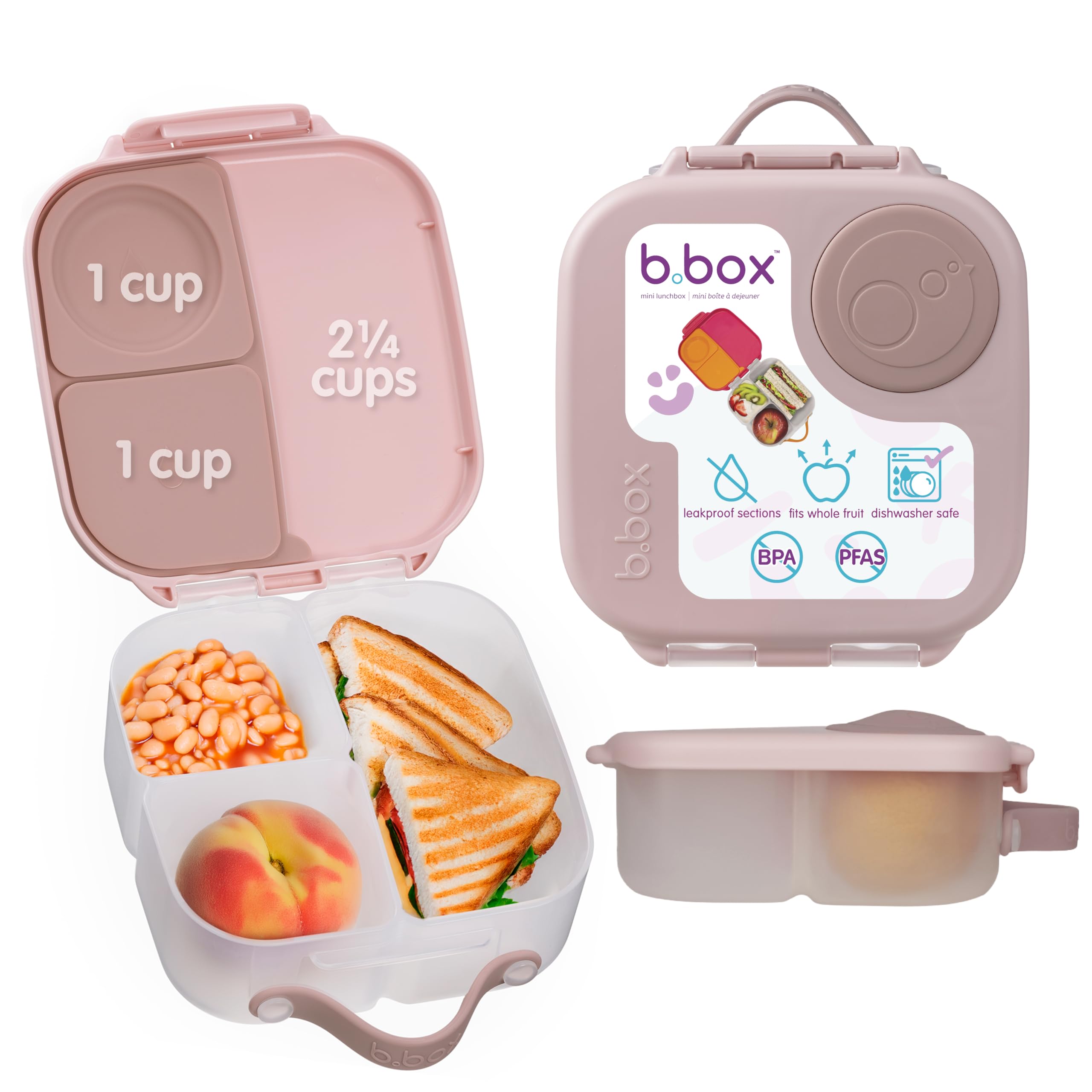 

b.box (Beebox) Lunch Box 1L Leak-Resistant Dessert Box for 1-2 People, Kids & Adults, Dishwasher Safe [Authentic b.box Product] [Mini Lunch Box] (Pink