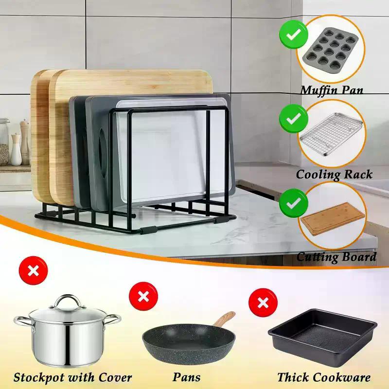 Piedini Antiscivolo Organizer Portateglie da Forno Organizer per Pentole da Cucina Con Porta Tagliere Stoccaggio Teglie per Organizzazione