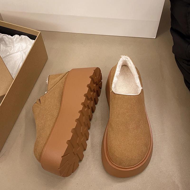 

Fashion Flats Platform Shallow Women Snow Boots Leopard Print Suede New Fashion Designer Winter Short Plush Warm Women Shoes 2025 Trend 35 верблюд