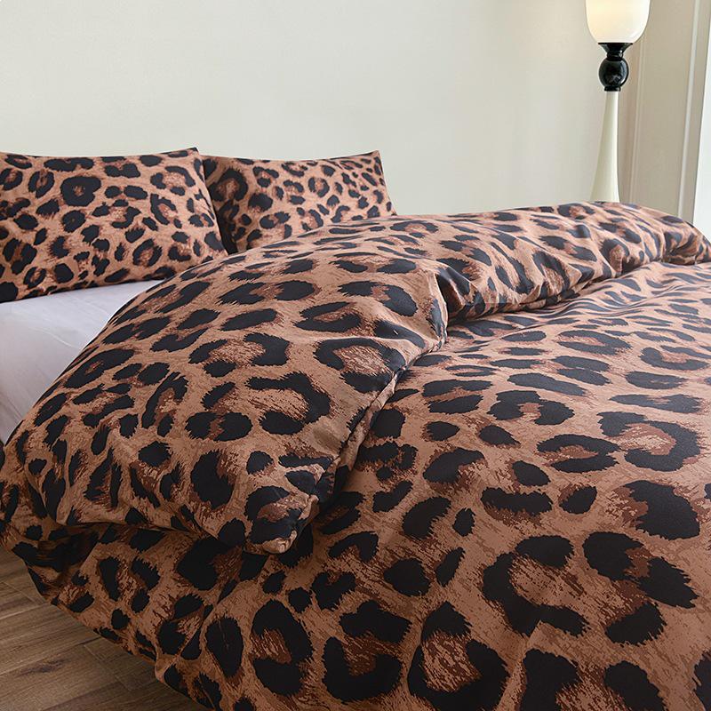 Leopard Print Pastoral Style Duvet Cover Set - Single Duvet Cover & Pillowcase.