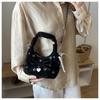 1Pc Korean Version of Fashion Pleated Women's Handbag New Flower Printed Armpit Bag Fashion Shoulder Messenger Bag