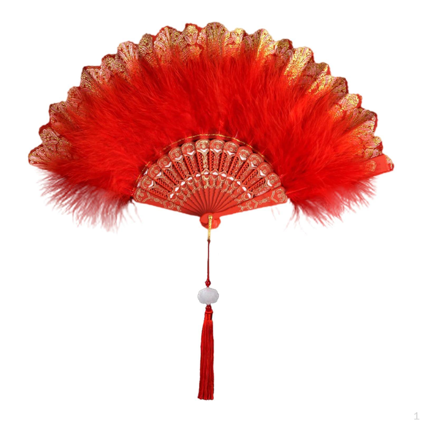 

Ручной складной веер подвеска декор аксессуары реквизит перо для выпускного вечера красный
