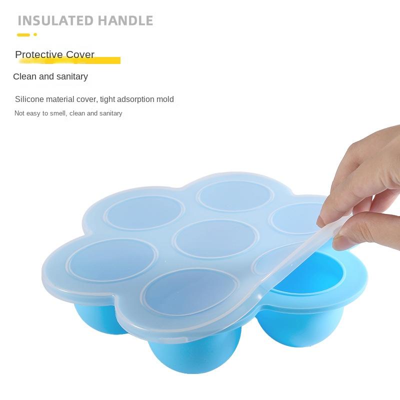 130g Silicone Supplementary Food Box 7-hole with Lid Children's Snack Fresh-keeping Box Ice Grid Air Fryer Egg Steamer