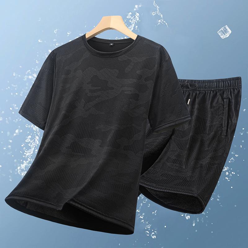 Casual Sports Suit Men s Short Sleeved Suit Men s Two-piece Set 2XL чёрный