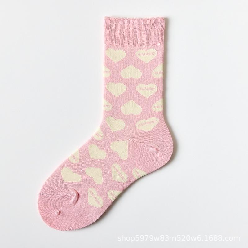 

Носки до середины икры с надписью в форме сердца для женщин, весна и осень, в стиле колледжа, милые и модные спортивные носки для девушек 1 pair