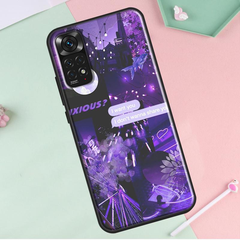Purple Aesthetic For Redmi Note 12 Pro Plus Cover For Redmi Note 10 8 9 11 Pro 12S 11S 10S 9S 9C 10C 12C Case