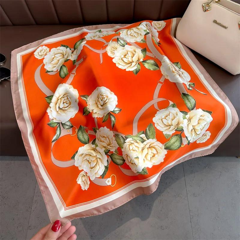 Fashion Handkerchief Women Neck Scarves Silk Satin Headband Small Hijab Scarfs Cartoon Print Kerchief Cute Hair Scarf For Ladies