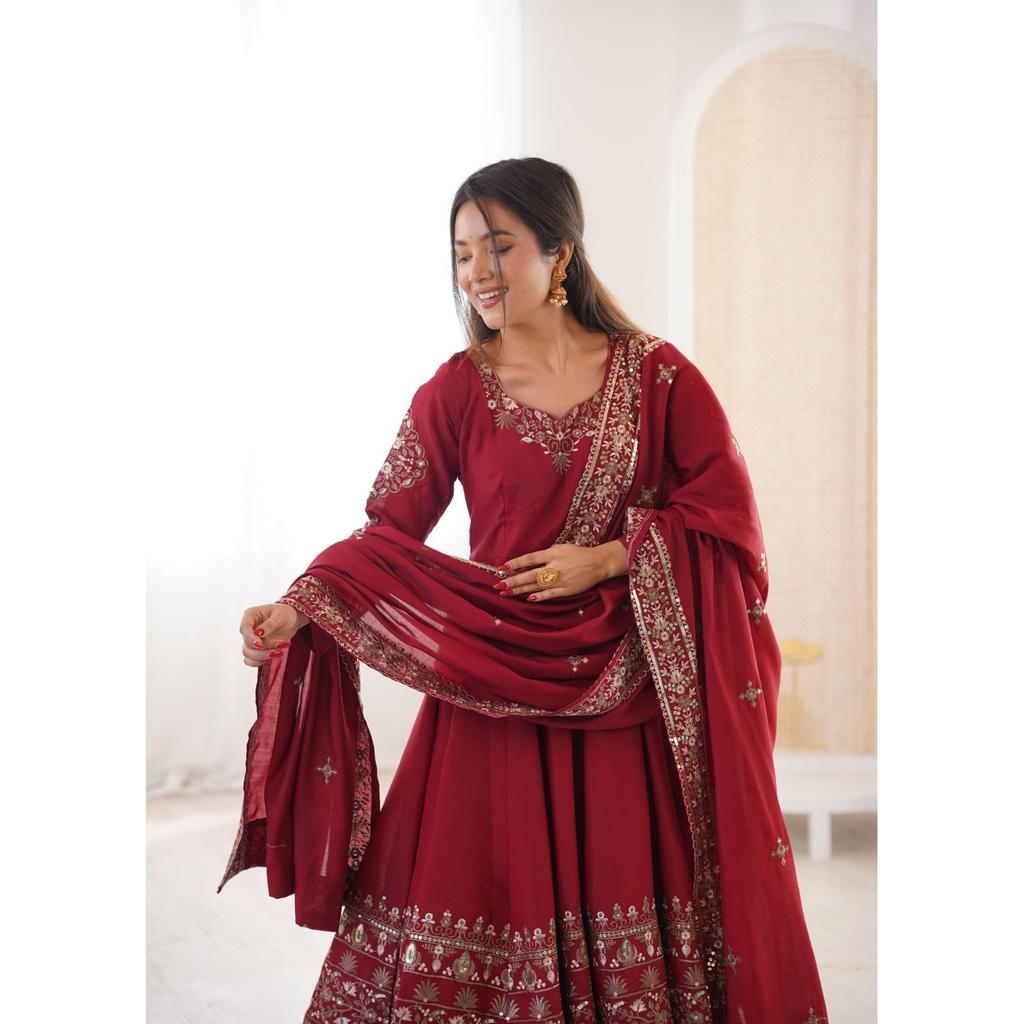 Piękny Bollywoodzki Etniczny Garnitur Anarkali Indyjski Strój Weselny Imprezowy Salwar Kameez
