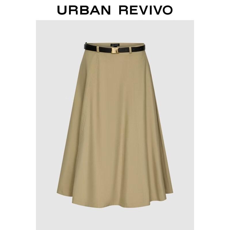 UR 2026 Spring Retro Belted Skirt S