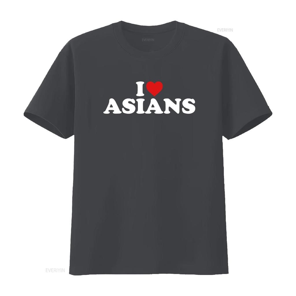 I Love Asians Heart T Shirt Vintage Washed Stretched Homme Slightly Comfortable Unisex Stylish Breathable Designer Clothes