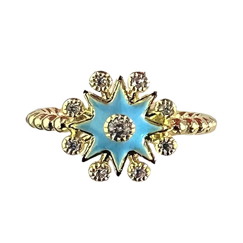 Niche Design Feeling Plated 14K High-End Sense Light Luxury Open Ring Zircon French Bee Fashion Ring Women