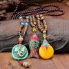 Wood Pendant Necklace Resin Long Beaded Necklace New Wooden Bead Necklace