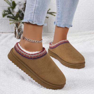 Fashion Snow Boots Women Winter New Cashmere Warm Thick Soles Without Heel-covered Hair Half Slipper Cotton Shoes Cashmere Warm Boots
