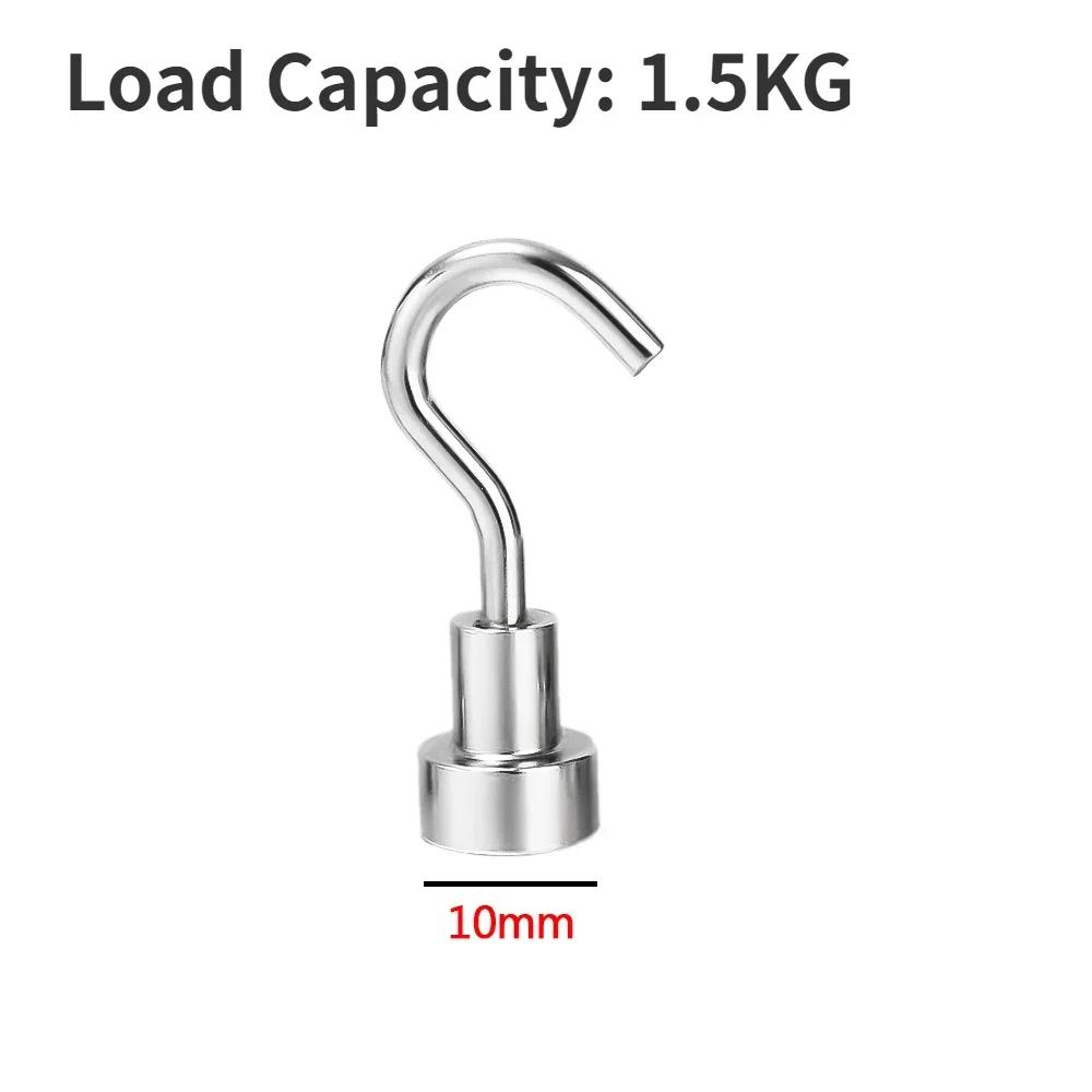 10/5/1Pcs Metal Strong Magnetic Hooks Wall-mounted Heavy Duty Magnet Hook Key Coat Hanging Hanger Home Kitchen Bathroom Storage