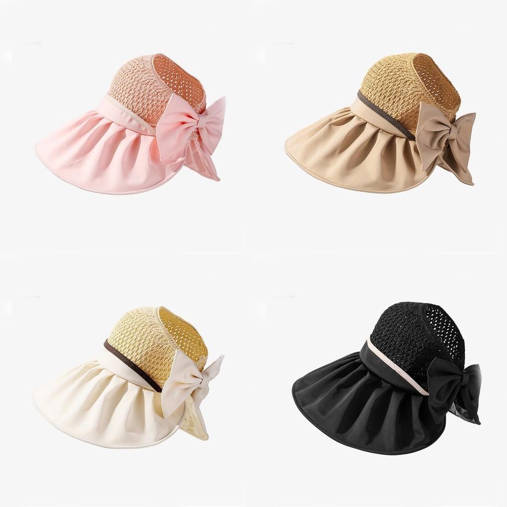 New Korean Style High-quality Patchwork Straw Top Hat Women's Summer Outdoor Sun Protection Bow Sun Hat