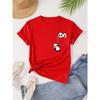 Panda Printed Round Neck T-shirt, Casual Short Sleeved Women's Clothing for Spring and Summer