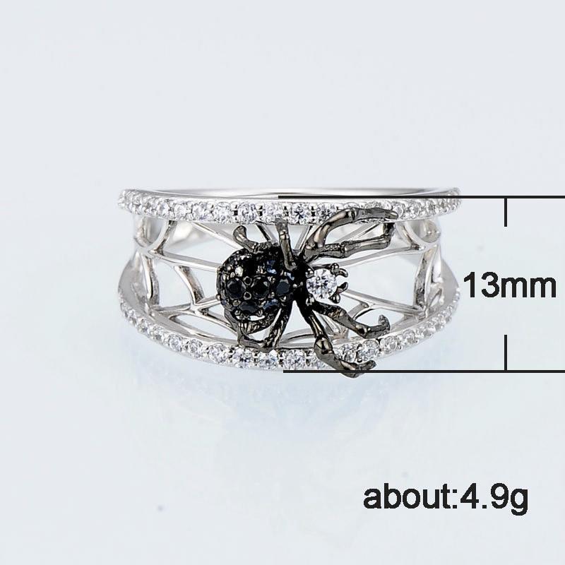 Trendy Creative Three-Dimensional Black Spider Web Ring, Fashion Trend Accessories