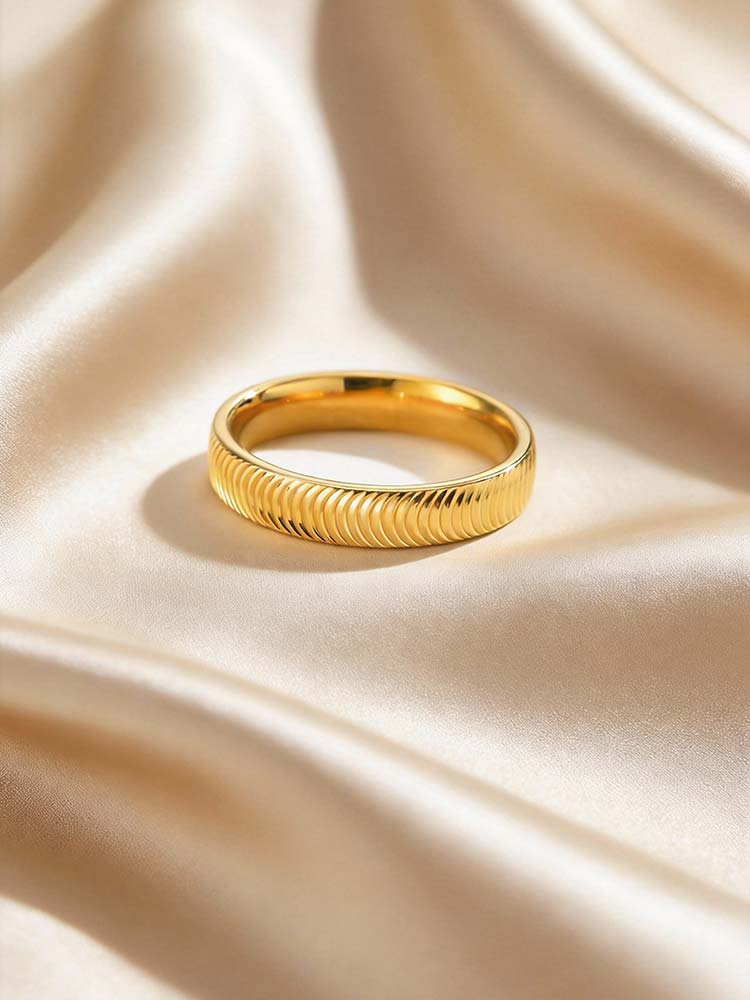 Rostfreier 4mm Edelstahl Strukturierter Gestreifter Ring, Damen Ehering Mode Glänzend Stapelbarer Fingerring Zubehör