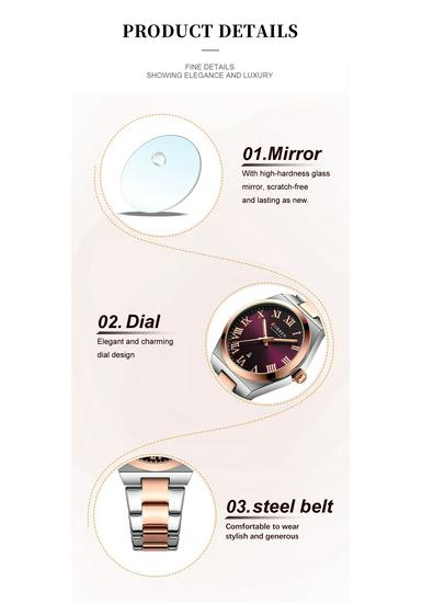 Orologio da polso da donna CURREN 9095 Impermeabile con numeri romani, calendario al quarzo