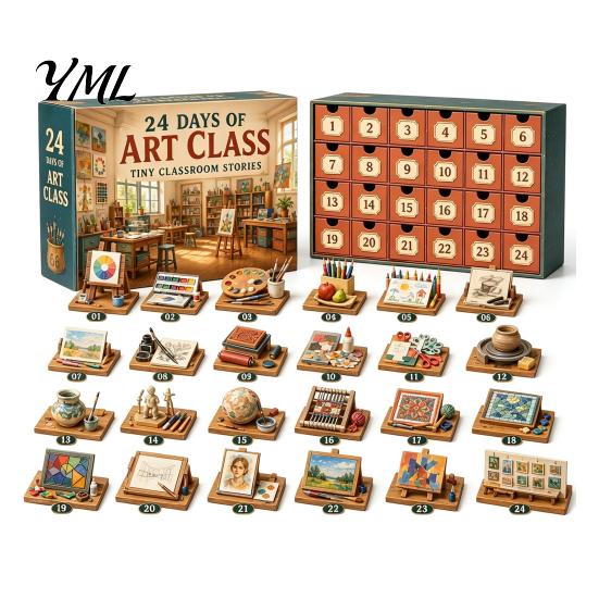 Simulation Scene Accessories 2026 Career Advent Calendar, 24-Day Countdown Box with Mini Occupation Retro Gift Set Figures, Community Helper Ornament
