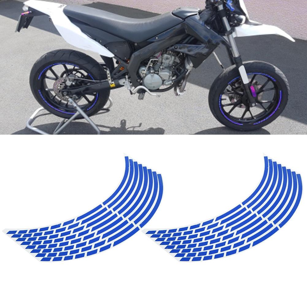 16pcs Bike Motorcycle 16-18inch Reflective Wheel Strip Stickers Decoration Accessory(Blue)