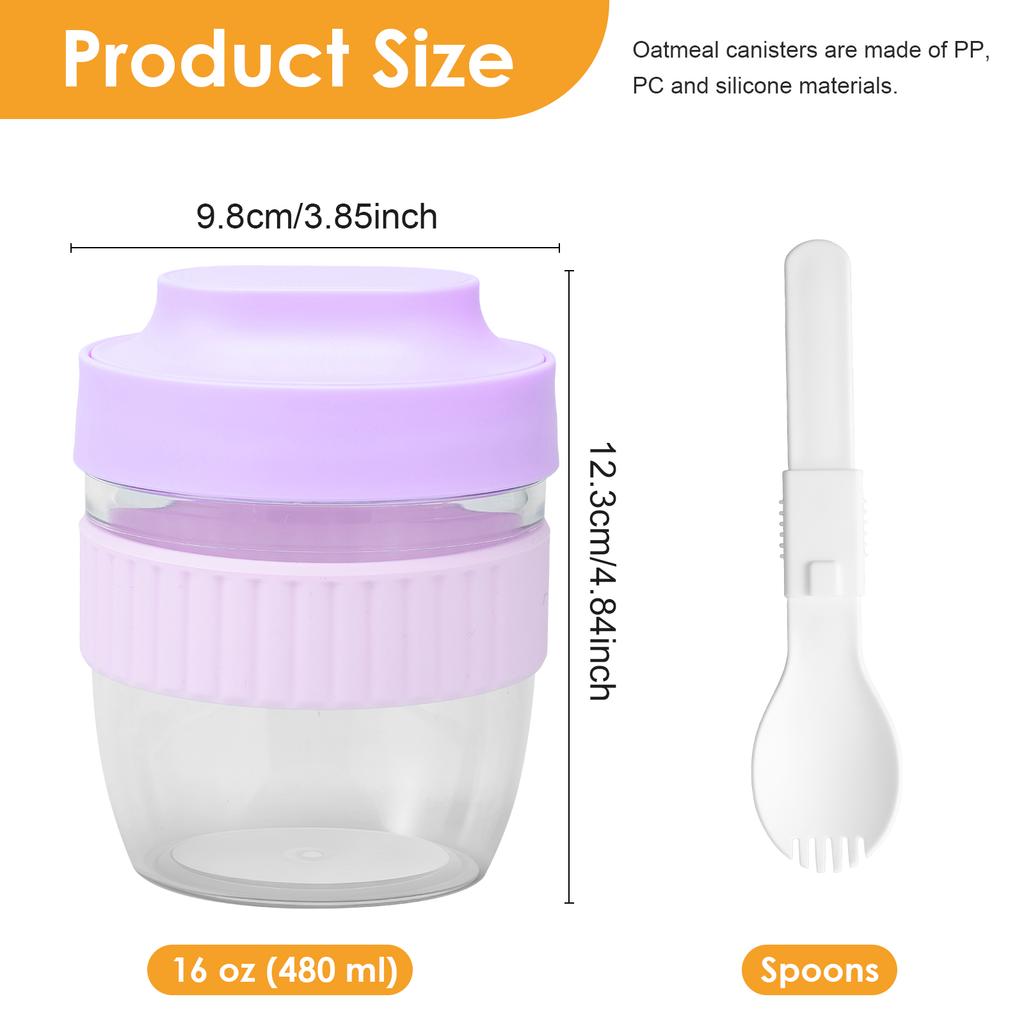 Double Layer Overnight Oats Container with Lid and Spoon Milk Fruit Salad Food Storage Jars Leakproof Meal Prep Breakfast Cup