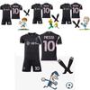 Messi 10 Miami Fußballtrikot Set Jugend Erwachsene Heim Auswärts Schwarz Rosa Polyester Enthält Oberteil Unterteil Socken