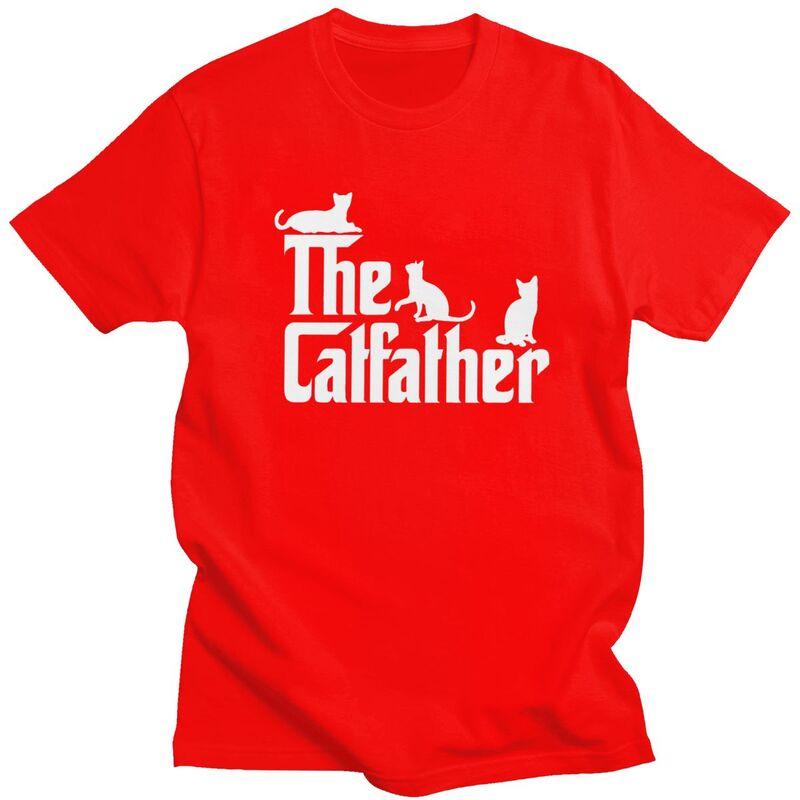 Custom The CatFather Funny Cat Dad T Shirt Men Short Sleeve Pure Cotton Tshirt Leisure Tees Streetwear Tshirts