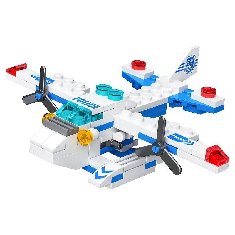 137 Teile 6 in 1 Mini-Größe Stadtpolizei Hubschrauber Modell Bausteine Figuren Steine Lernspielzeug für Kinder 6+