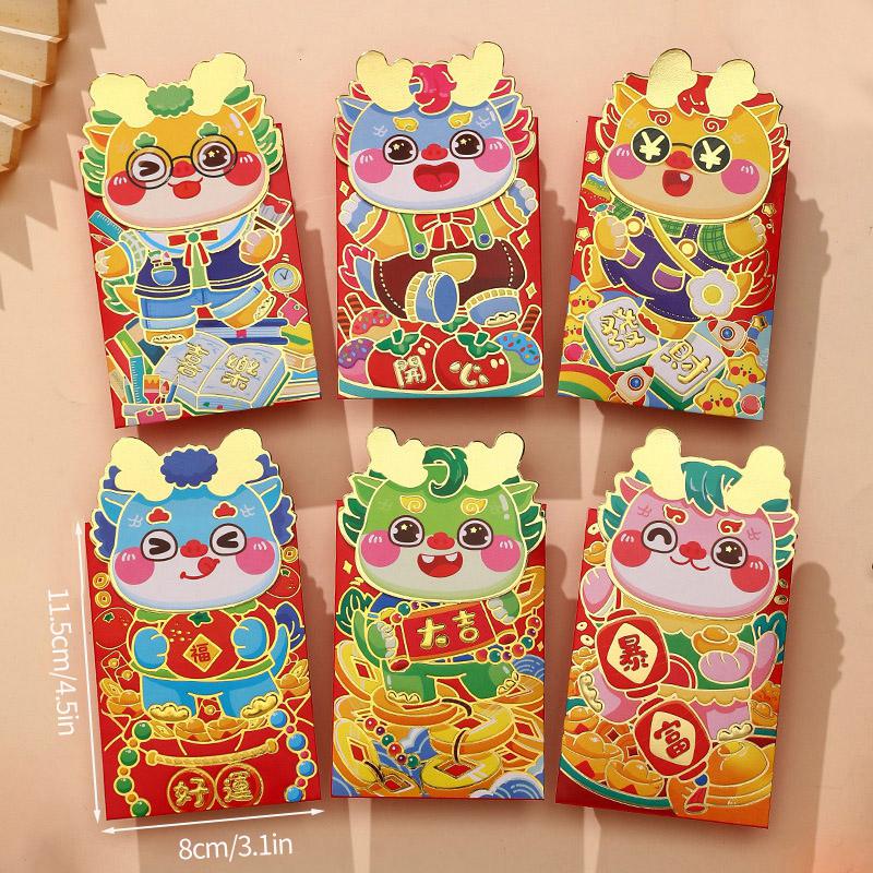 

4/6Pcs Latest Year Red Envelope Chinese Spring Festival Hongbao Traditional Lucky Money Packets Horse Year Money Pouch