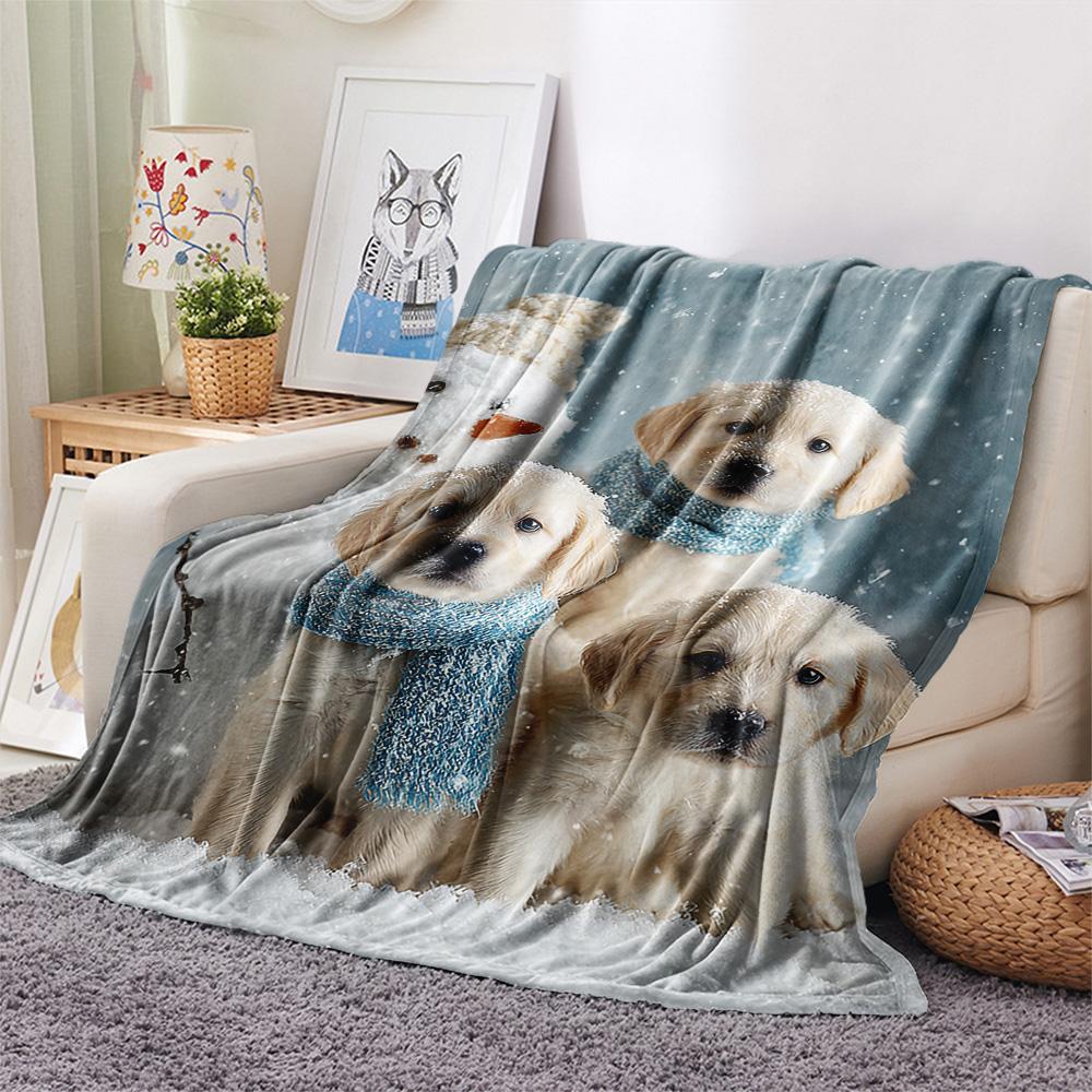 Golden Retriever Print Flannel Blanket, High Quality Comfortable for All Seasons, Home Decor, Warmth and Comfort, Perfect for Christmas Gifts
