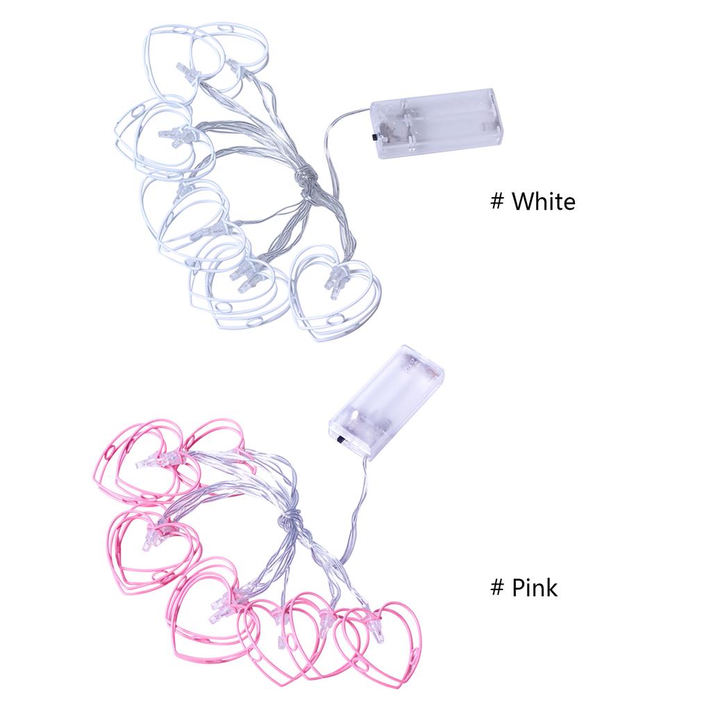 10 LEDs Heart Shape String Light 1.65m 5.41ft Battery Operated Fairy Lights Warm White String Lights for Bedroom Party