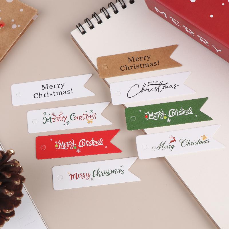 100 Etichette Regalo di Natale Etichette per Regali Festivi con Design Scritta Merry Christmas Etichette Decorative da Appendere