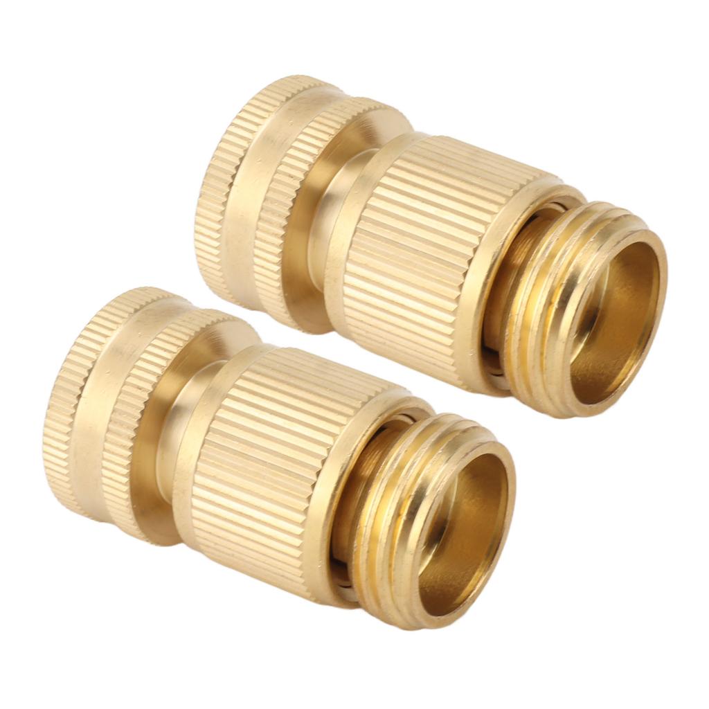 2PCS Brass Water Hose Quick Connector, 3/4 Inch Male and Female Garden Hose Fitting Adapter for Repair, Sy Connection
