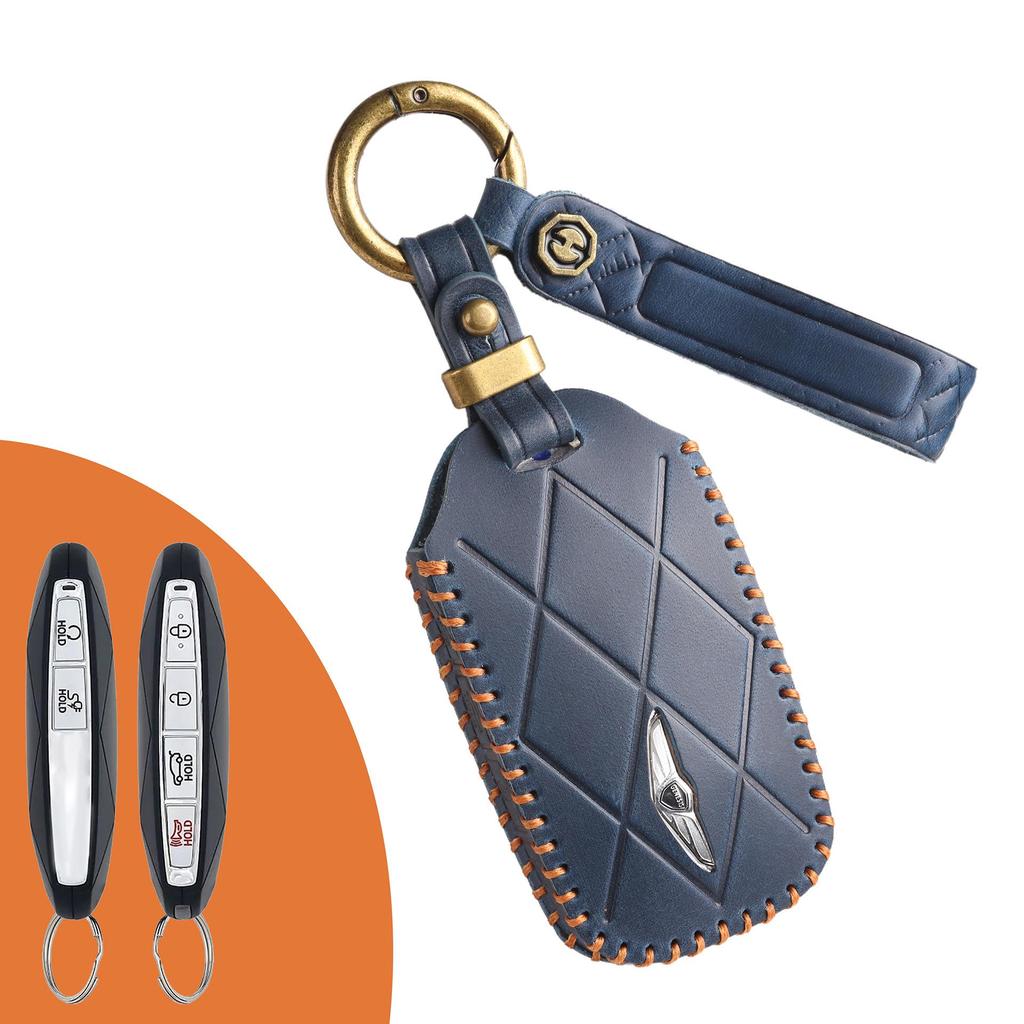 Retro Genuine Leather Key Cover for Genesis GV60/GV90
