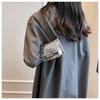 Fashion Crocodile Pattern Mini Crossbody Bag for Women Metallic Chain Shoulder Bag PU Leather Small Flap Purse Party Evening Handbag
