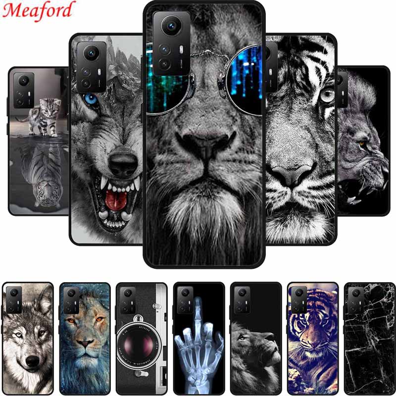 For Xiaomi 12T Pro Phone Case Cover Lion Wolf Black Soft Silicone Case For Xiaomi 12T Pro Back Cover Case 12 T 12TPro Funda Capa