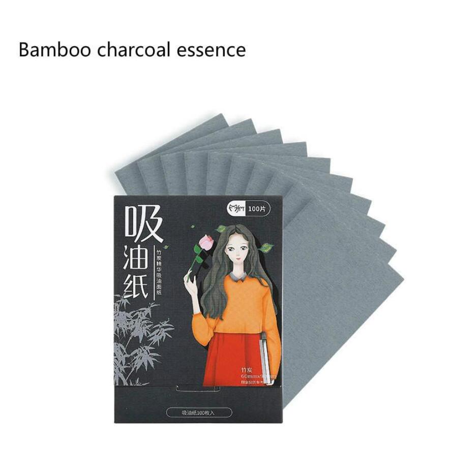100 листов, промокательные листы для масла для лица, контроль жирности лица, впитывающая пленка, промокательная бумага, чистящая бумага для лица Bamboo charcoal essence