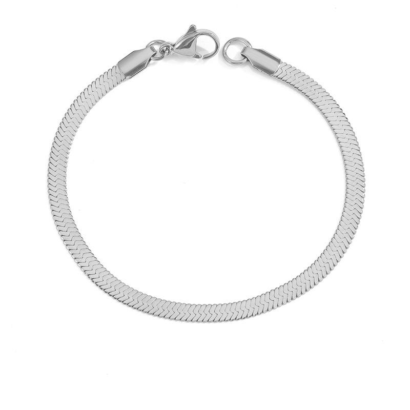 eManco Women's Stainless Steel Snake Chain Bracelet - Thin, Versatile, Flat Style, Perfect for Couples