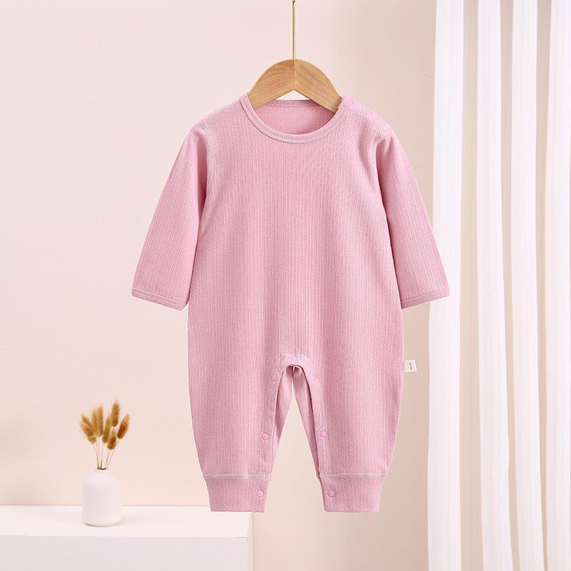 Baby Pure Cotton Romper: Spring & Autumn Style with Shoulder Snaps