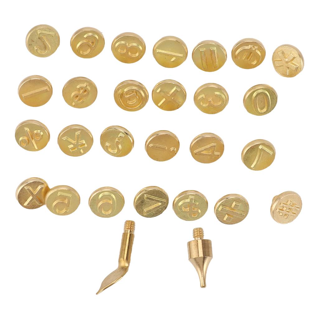 28PCS Number Wood Burning Tip Set Brass Welding Pyrography Head DIY Engraving Tool for Embossing