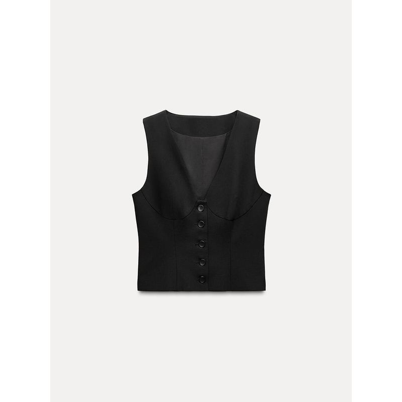 Za2024 Autumn New Women's Clothing Minimalist Ring-Shaped Stitching V Neck Sleeveless Vest Vest 1608329