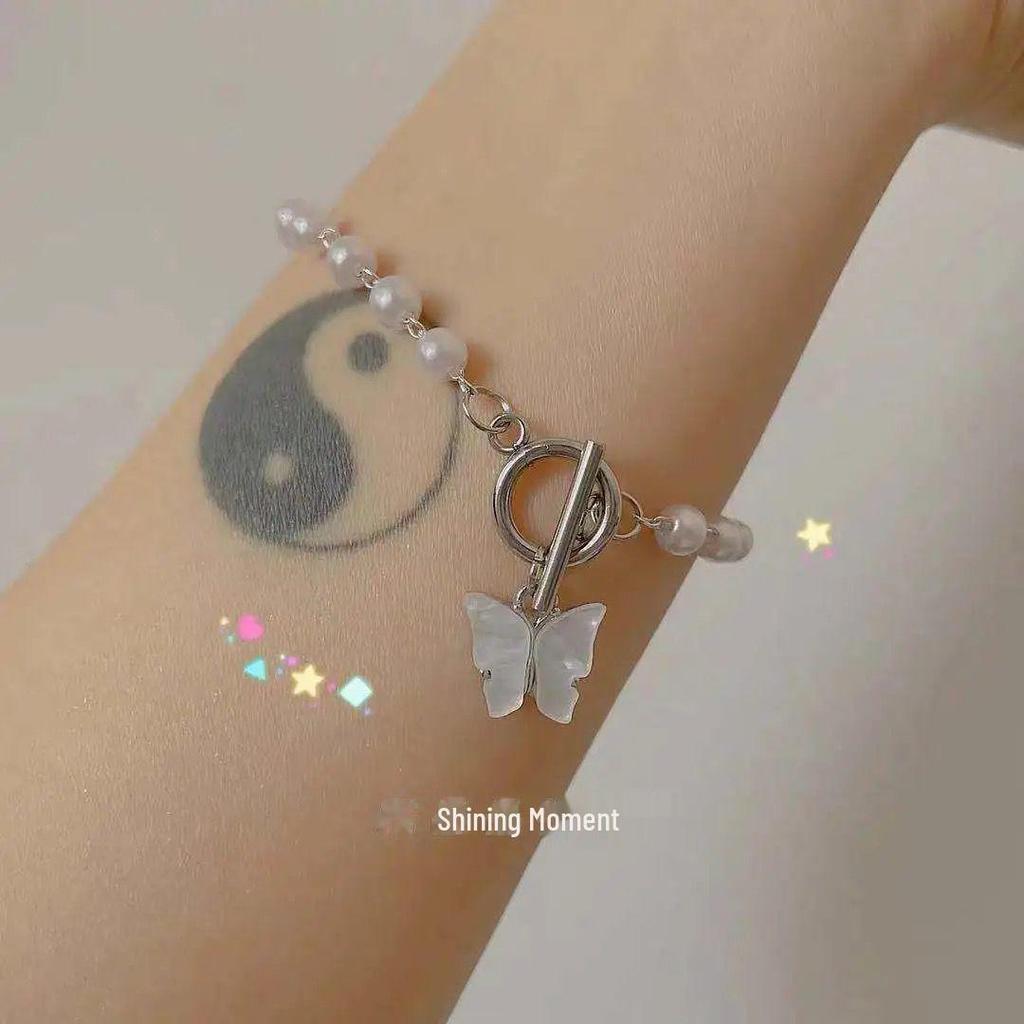 Korean Xiaohongshu Fairy Butterfly Pearl Bracelet - Non-Fading, All-Match, Perfect for Gifting