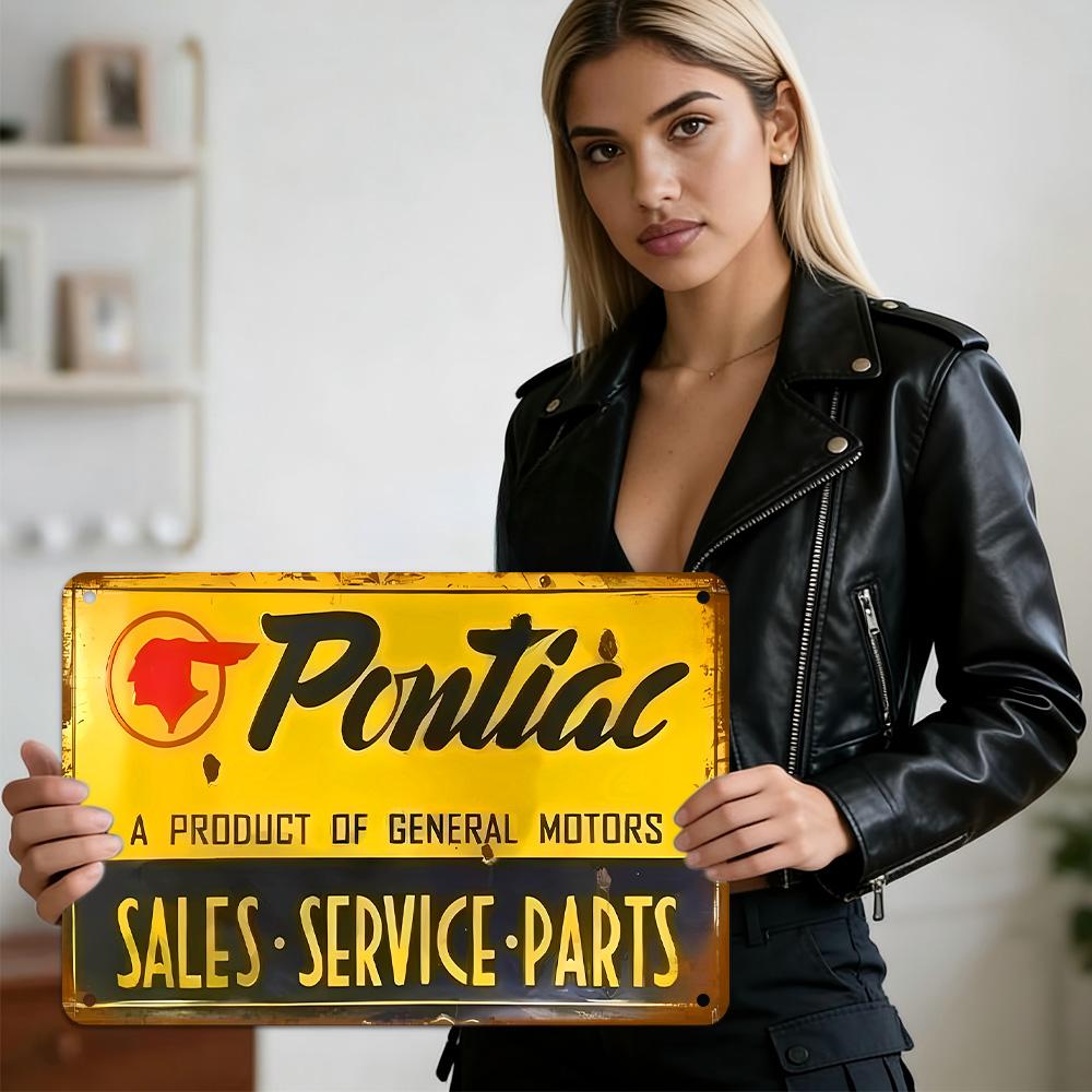 Hisun Tin Sign HD Metal Tin Sign Route Full Service Pin Up Girl Hot Rod Retro Wall Decor for Garage Man Cave Car Lover Gift 20x30cm