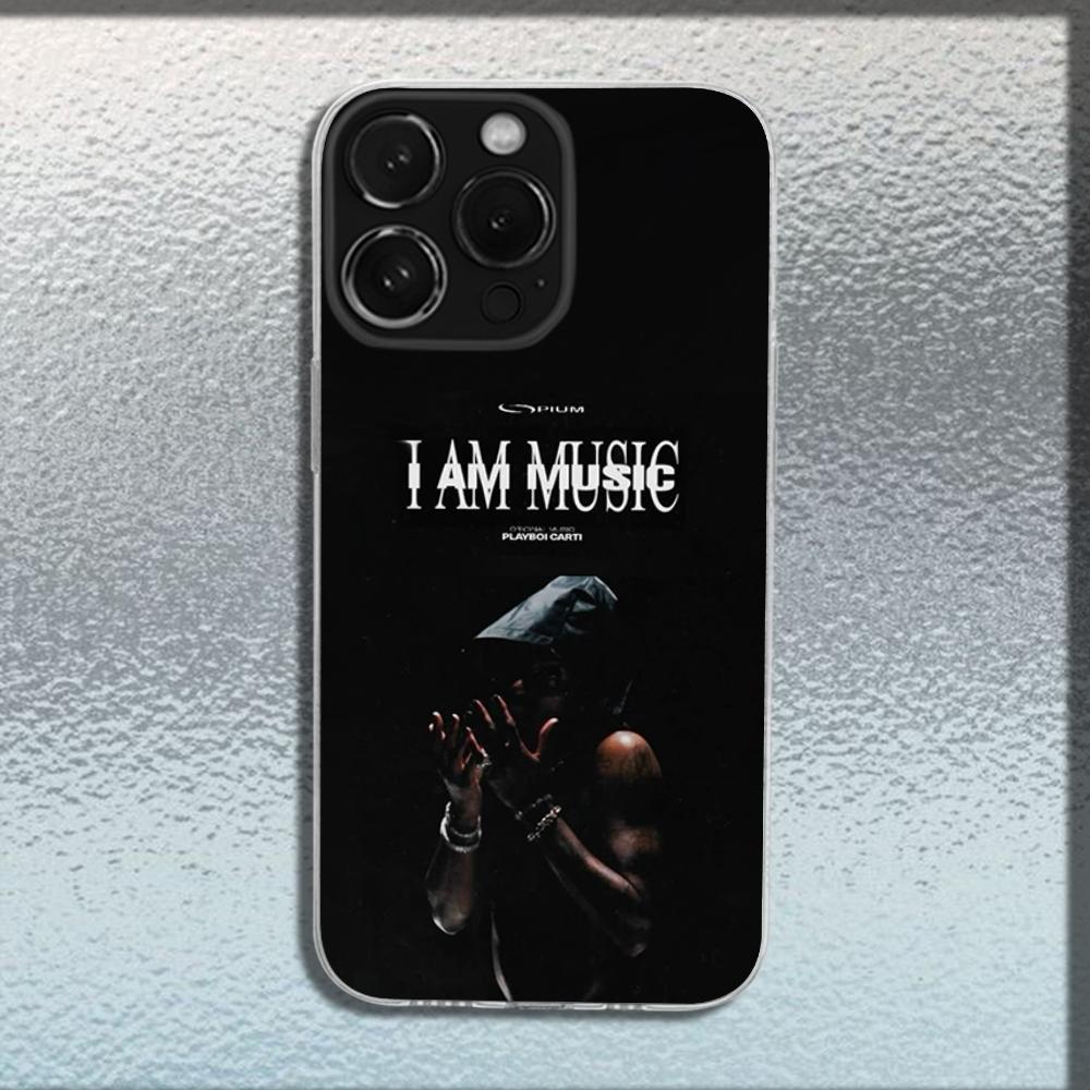 

I AM MUSIC P-Playboi Carti Phone Case For iPhone 16,15,14,13,12,11 Plus,Pro,Max,XR,XS,X,Plus,SE,Mini Transparent Soft Cover iPhone11
