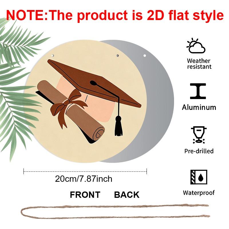 2D Flat Aluminum Graduation-themed Wall Hangings, Available in Multiple Sizes, Featuring A Minimalist Graduation Cap Bohemian Design Making Them A