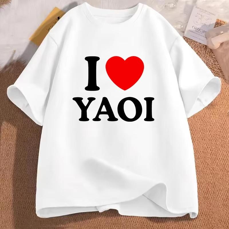 I Love Yaoi TShirt Unisex Women Funny Short Sleeve Unisexs Clothes Streetwear Y2k Graphic Tees Vintage Loose Streetwear Tops